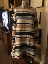 Zara Basic Women’s Striped Rayon Shift Dress Long Sleeve. Sz. Med