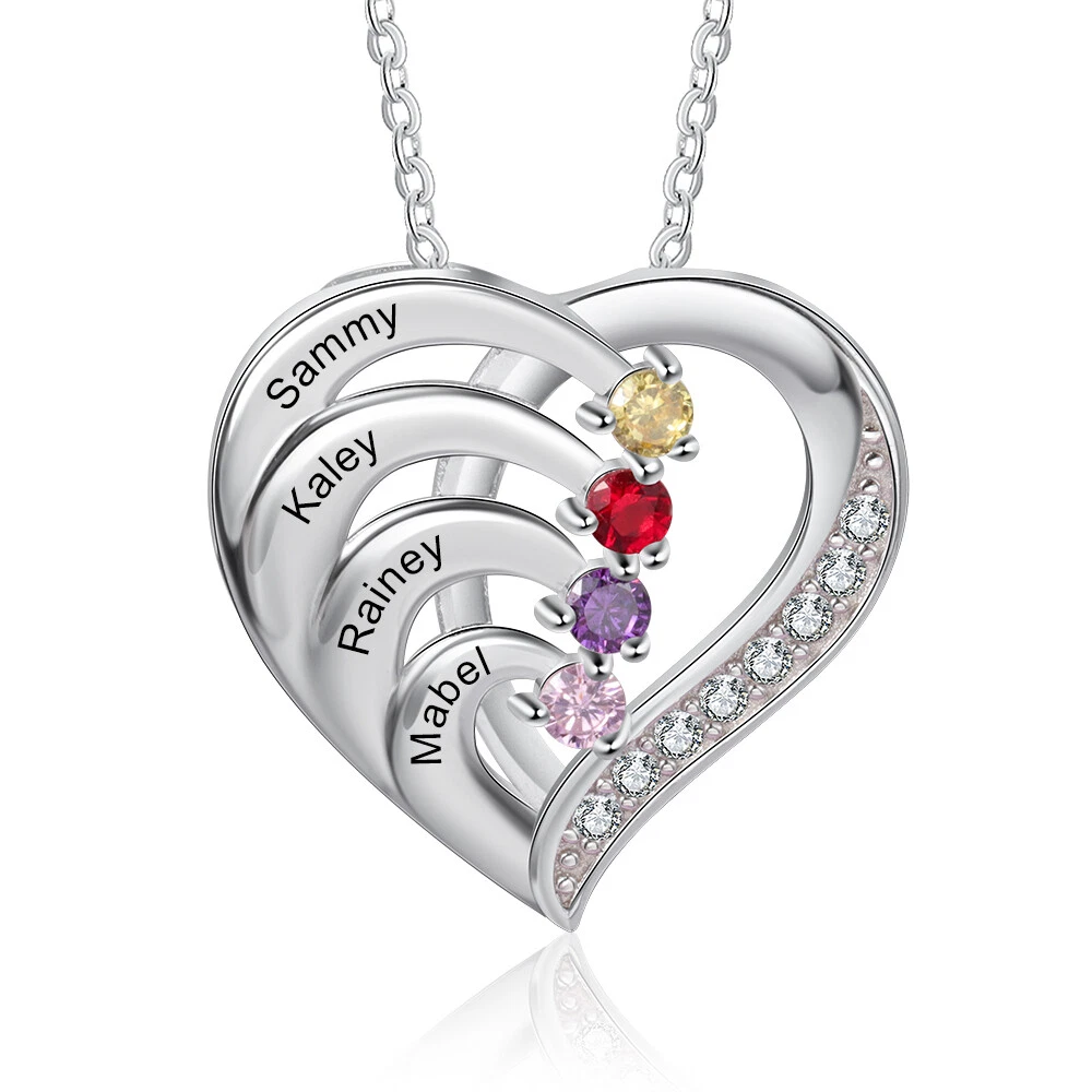 Amazon.com: DayOfShe 925 Sterling Silver Personalized Heart Necklace with  Birthstone Custom Mom Necklace with Names Engraved Infinity Promise Pendant  for Her: Clothing, Shoes & Jewelry