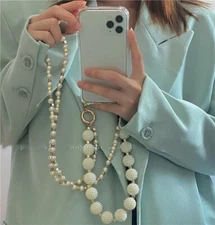 Lady style Creative pearl Crossbody portable Chain Clear Back Phones Case Skin