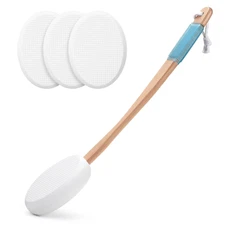 Amazerbath Lotion Applicator for Back, Feet, 4 Replaceable Pads with 1 Long Hand