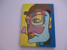 MAGAL SIGNED VINTAGE CONTEMPORARY PAINTING WITH GALLERY LABEL ABSTRACT MODERNIST