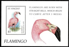 St. Vincent 1995 - Flamingo Birds - Souvenir Stamp Sheet - Scott #2158 - MNH