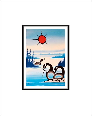 HARMONY Loon by Oji-Cree Manitoba artist Kurt Flett - 11'' x 14'' Matted art print