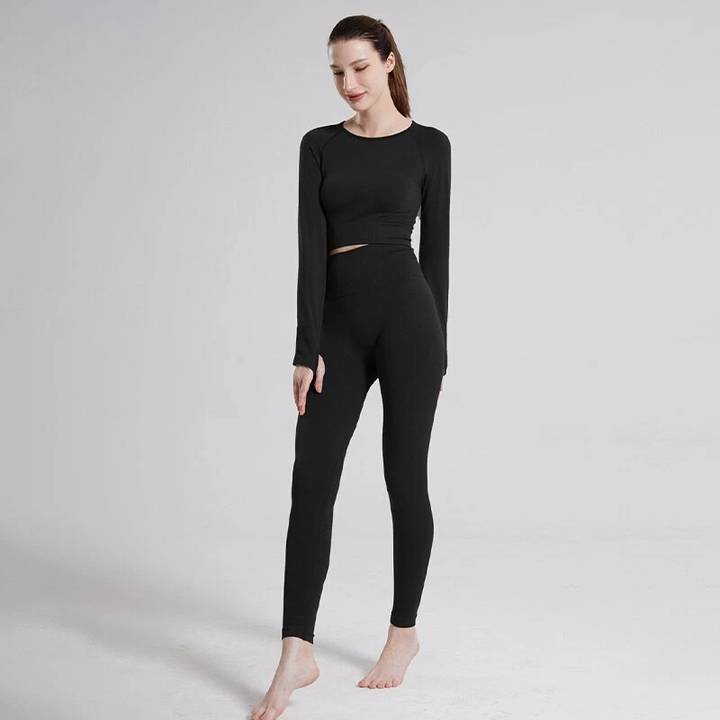 Top corto de yoga para mujer Camisetas largas Prendas para el torso de primavera Ropa deportiva informal básica Foto 3 de 4