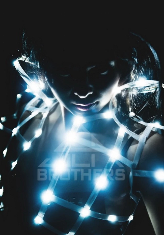 Rave outfit light up dress go-go tutu White LED gown corset and skirt. - Image 3 of 4