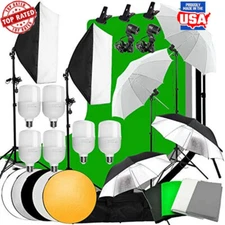 Photography Lighting Kit Softbox Umbrella Backdrops Support Stand Reflector New