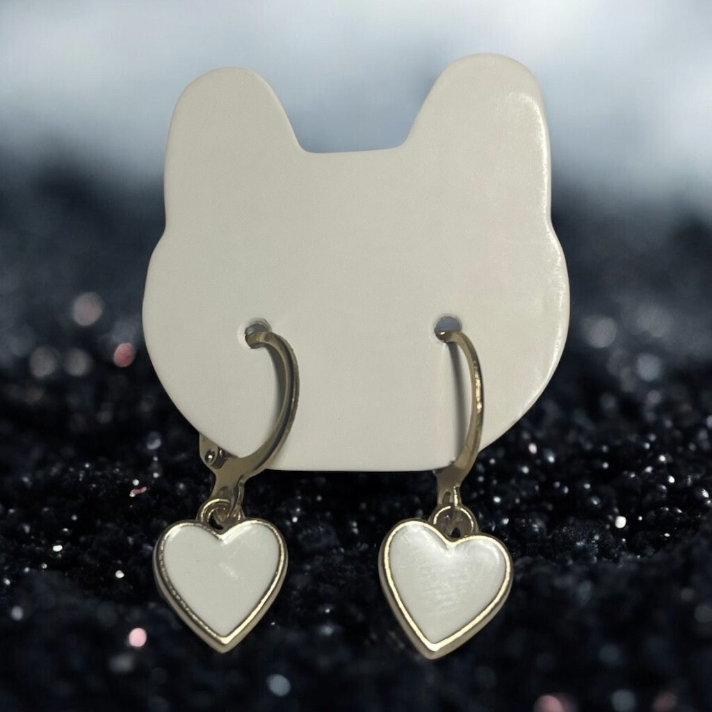 Gold Drop Huggie Hoop Earrings with Heart Charm for Women and Girls Stylish Fashion Jewelry-image