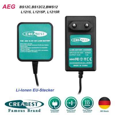 Ladegerät für AEG 12V Li-ion Akku BS12C BS12C2 BSS12C 1220 L1215 Ridgid R82007