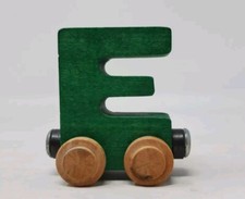 E Green Alphabet Letter Wooden Car Thomas  Brio Compatible Name Train Vermont