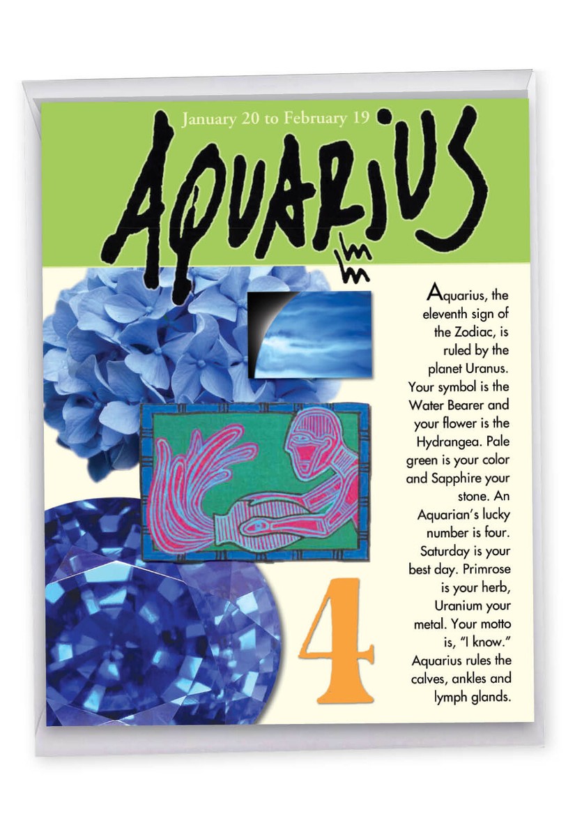 J9440 Aquarius Astrological Sign Birthday Card - Famous People
