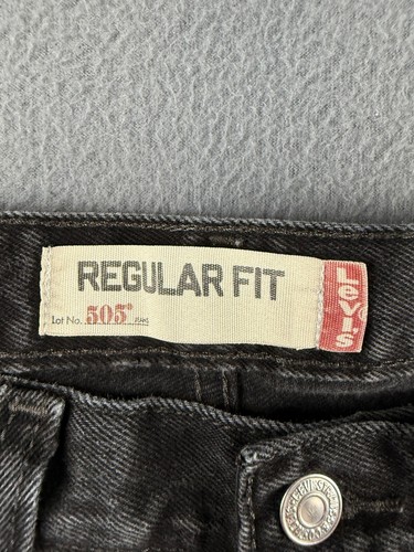 Levis 505 Jeans Herren 34x30 Schwarz Denim Regular Fit Straight Leg Y2K Zipper Fly - Bild 4 von 11