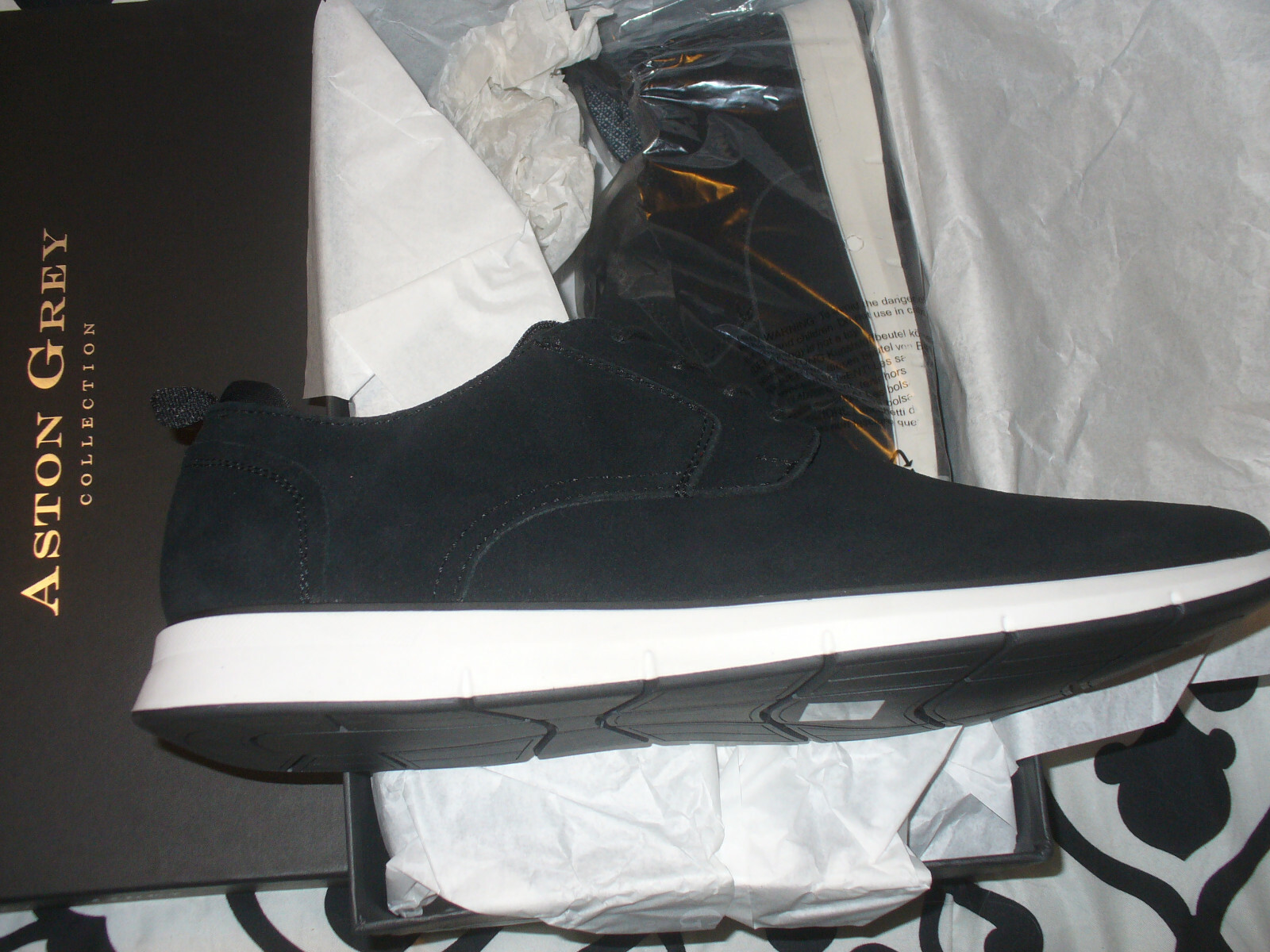 SAOLA Aston Grey Georgien scarpa uomo Oxford stringata elegante casual nero 12M NUOVA IN SCATOLA