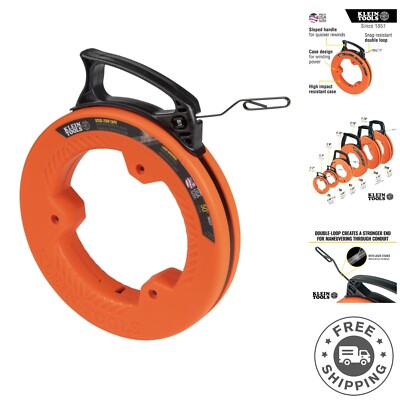 Impact-Resistant 50-Foot Steel Fish Tape with Laser Markings for Precision Pulls