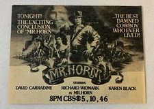 1979 CBS tv ad ~ movie MR HORN ~ David Carradine, Richard Widmark, Karen Black