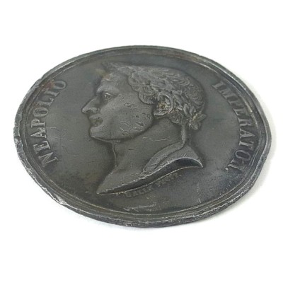 Antique NAPOLEONIC MEDALLION FRENCH PEWTER Neapolio Imperator