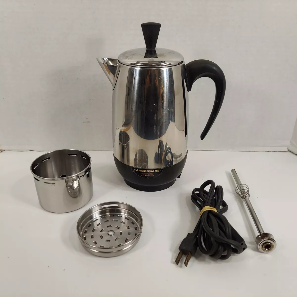 Farberware Superfast Electric Coffee Percolator 8 Cup Early Patent Works  VTG USA