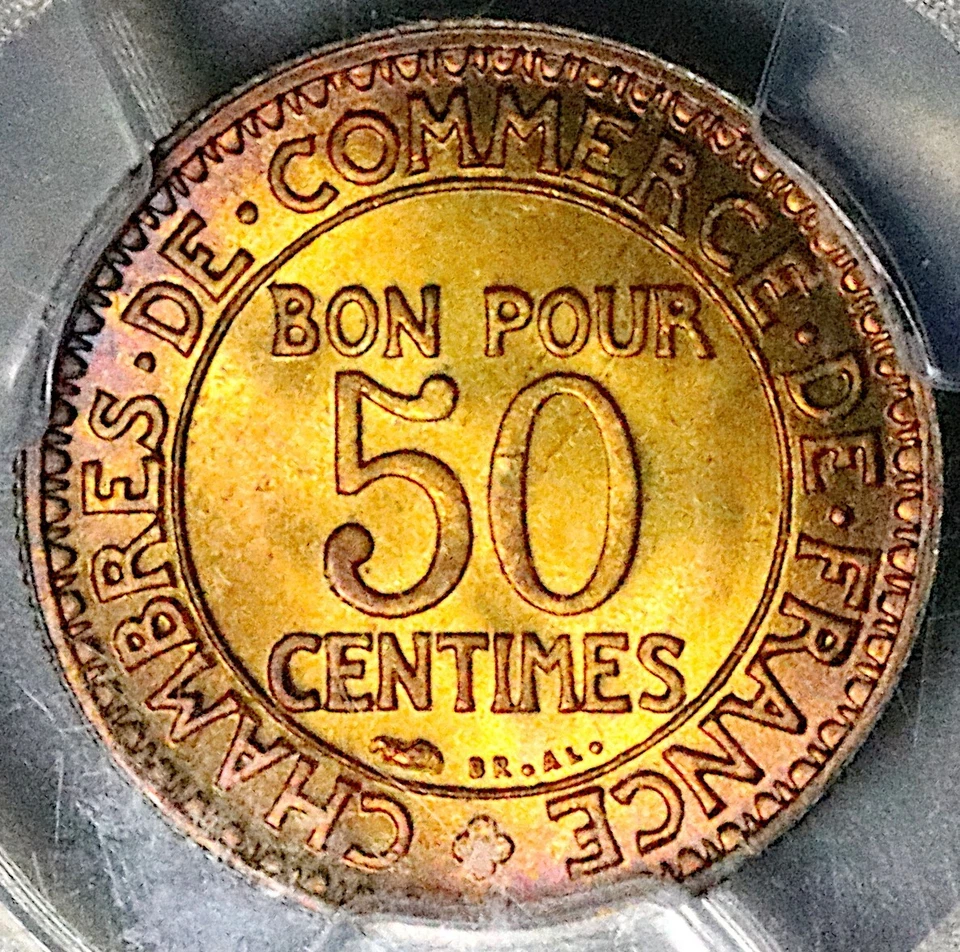 1921 PCGS MS67 France 50 Centimes Key Date Chambres Paris Mint Coin (25022203C) - Image 3 of 4