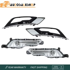 Fit For 2017-2018 Ford Fusion Front Bumper Pair Lamp LED Fog Light W/Cover Bezel