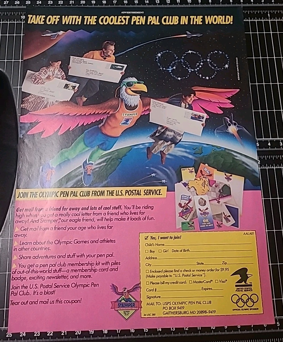 Planets Pen Olympic Pen Pal Club Print Ad 1992 8X11 Promo | eBay