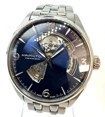 Hamilton Jazzmaster Open Heart H327050 Automatic Blue Dial Skeleton Watch Japan