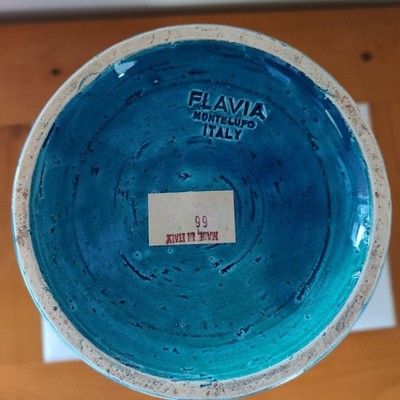FLAVIA BITOSSI Rimini Blue Vase Italy Pottery Vintage Collectible