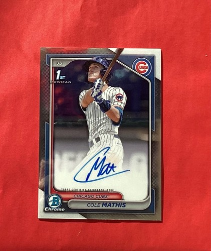Cole Mathis 2024 Auto Rc Bowman Chrome Autograph Rookie 1st Cubs ⚾️🐻 | eBay