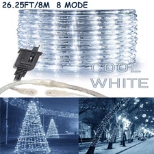 25 LED Rope Lights Outdoor 256 LED Connectable and Flexible Tube Lights w 8 Mode