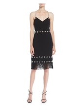 AIDAN AIDAN MATTOX Womens Black O-rings Spaghetti Strap Midi Party Dress 6