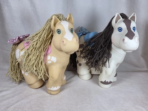 Vtg. 1992 Set Of 2 Cabbage Patch Kids Crimp And Curl Pony Horse Hard plastic