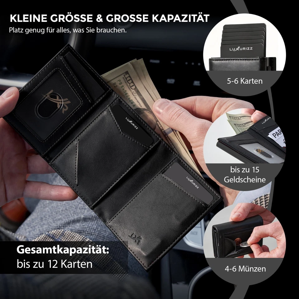 Luxurizz® Slim Wallet Magnetvershluss Rfid Schutz Portmonee Geldbörse Geldbeutel - Bild 4 von 4