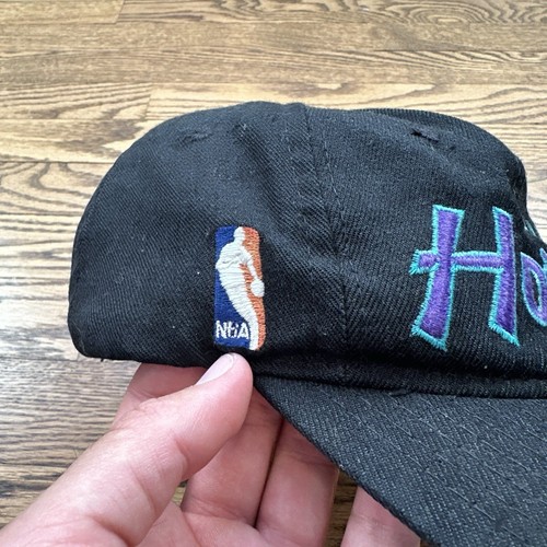 VTG 90s Sports Specialties Charlotte Hornets NBA Black Dome Wool Snap Back Hat - Picture 3 of 8