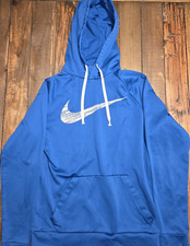 Nike Dri-Fit Boys Small Blue Pullover Hoodie Mesh Pockets Hooded Drawstring Logo