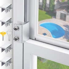Sliding Window Locks - Horizontal Up/Down, Adjustable Aluminum, 4 Sets Silver