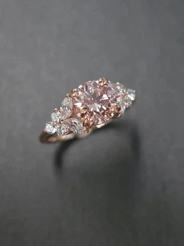 2.30Ct Round Cut Lab Created Morganite Wedding Women's Ring 14K Rose Gold Plated