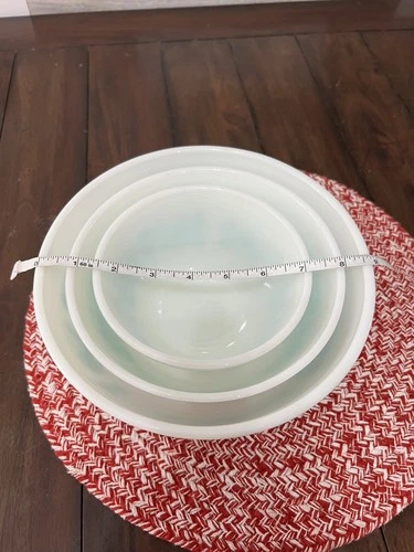 3 Pyrex 403, 402, 401 Amish Butter Print Blue/Wh.  Mixing Bowl set of 3