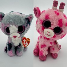 Ty Beanie Boos Lindi Cat Sweetums Giraffe Lot 2 Plush 6 Inch NWT Cute Gift Kids