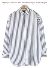 SCOTCH  SODA Ams Couture Men's Shirt M Long White Cotton Blue Stripe Design