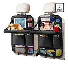 2-Pack Car Backseat Organizer with Foldable Tray and Tablet Holder