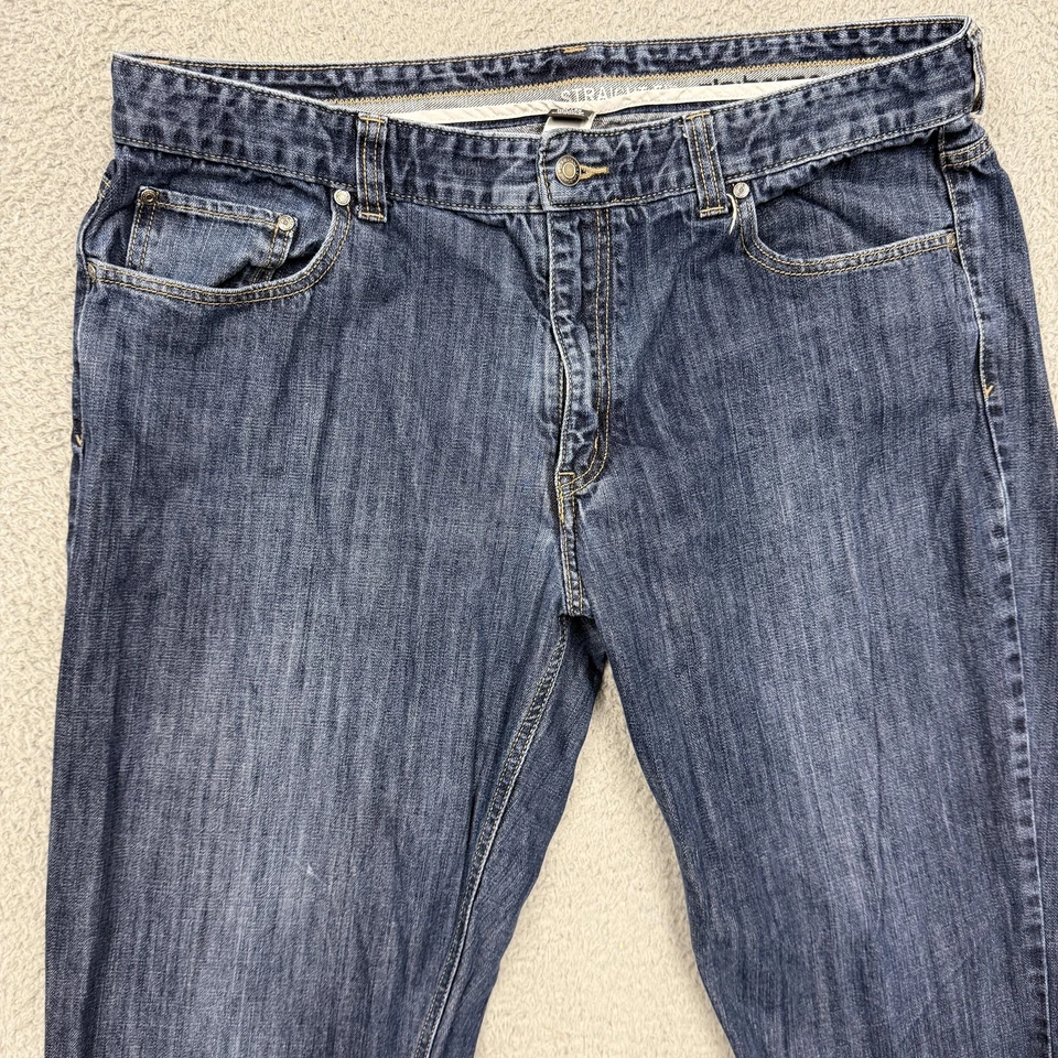 Pantalones de mezclilla Claiborne para hombre 40x32 azul calce recto lavado medio pierna recta Foto 2 de 4