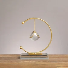 Crystal Ball Decor Clear With Gold Iron Stand 5.71x7.28 Inch Abstract Art
