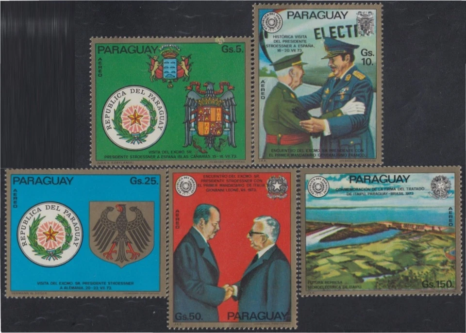 Paraguay A- 664/68 1974 Gral. Alfredo Stroessner y Giovanni Leone Presidente de