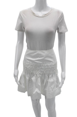 Isabel Marant Etoile Women Mini Peasant White Cotton Skirt Size 40