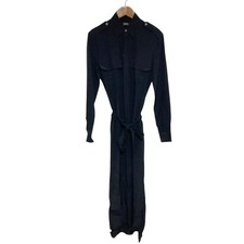 POLO RALPH LAUREN Long-Sleeve Silk Shirt Dress, Size 2, Black Women USED