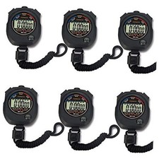 6 Pack Multi-Function Electronic Digital Sport Stopwatch Timer, Large 6pack