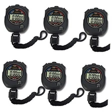 6 Pack Multi-Function Electronic Digital Sport Stopwatch Timer, Large 6pack