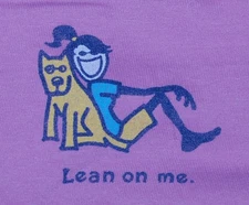 L NWT Women's Life is Good Lean On Me Jackie Rocket Pink RELAXED Fit SS Crusher