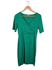 Kettlewell Dress Medium Emerald Green V Neck Wrap Stretchy Jersey Knee Length