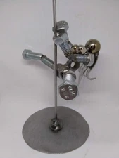 Exotic Dancer, Pole Dancer, Metal Bolt Figure, Upcycled Art, Miniature Stripper