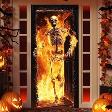 Halloween Decorations Door Cover, Large Scary 35x78 inch, Multi Color