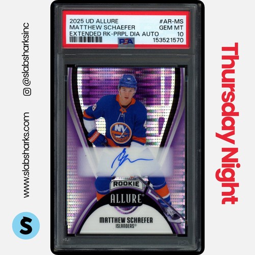 2025 UD ALLURE MATTHEW SCHAEFER ROOKIE AUTO PURPLE DIAMOND RC /10 PSA 10 POP 1